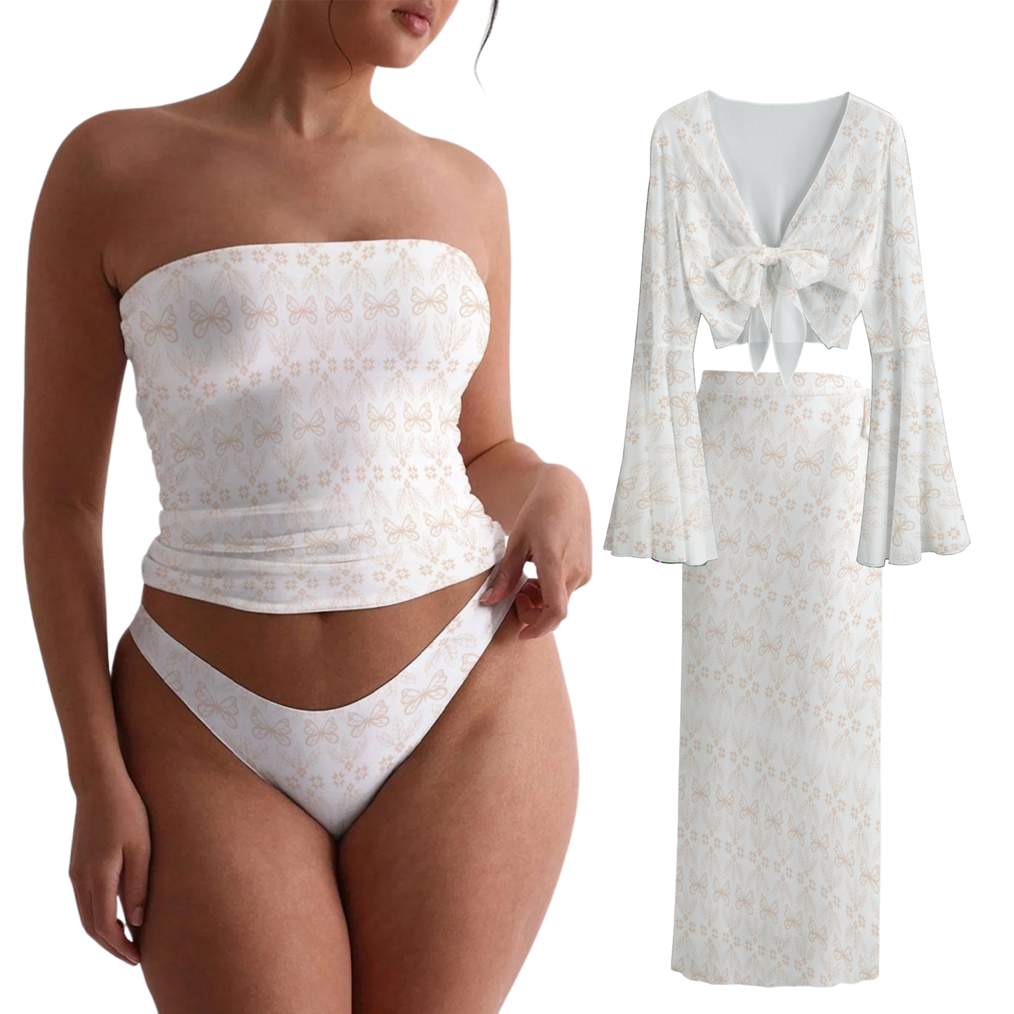 Sheer Lounge Thong Set Indigenous fashion swimwear loungwear