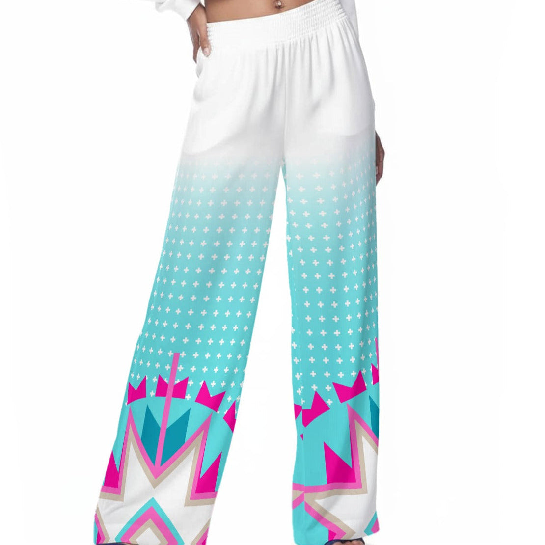 Star Wide-Leg Pants 100% Rayon