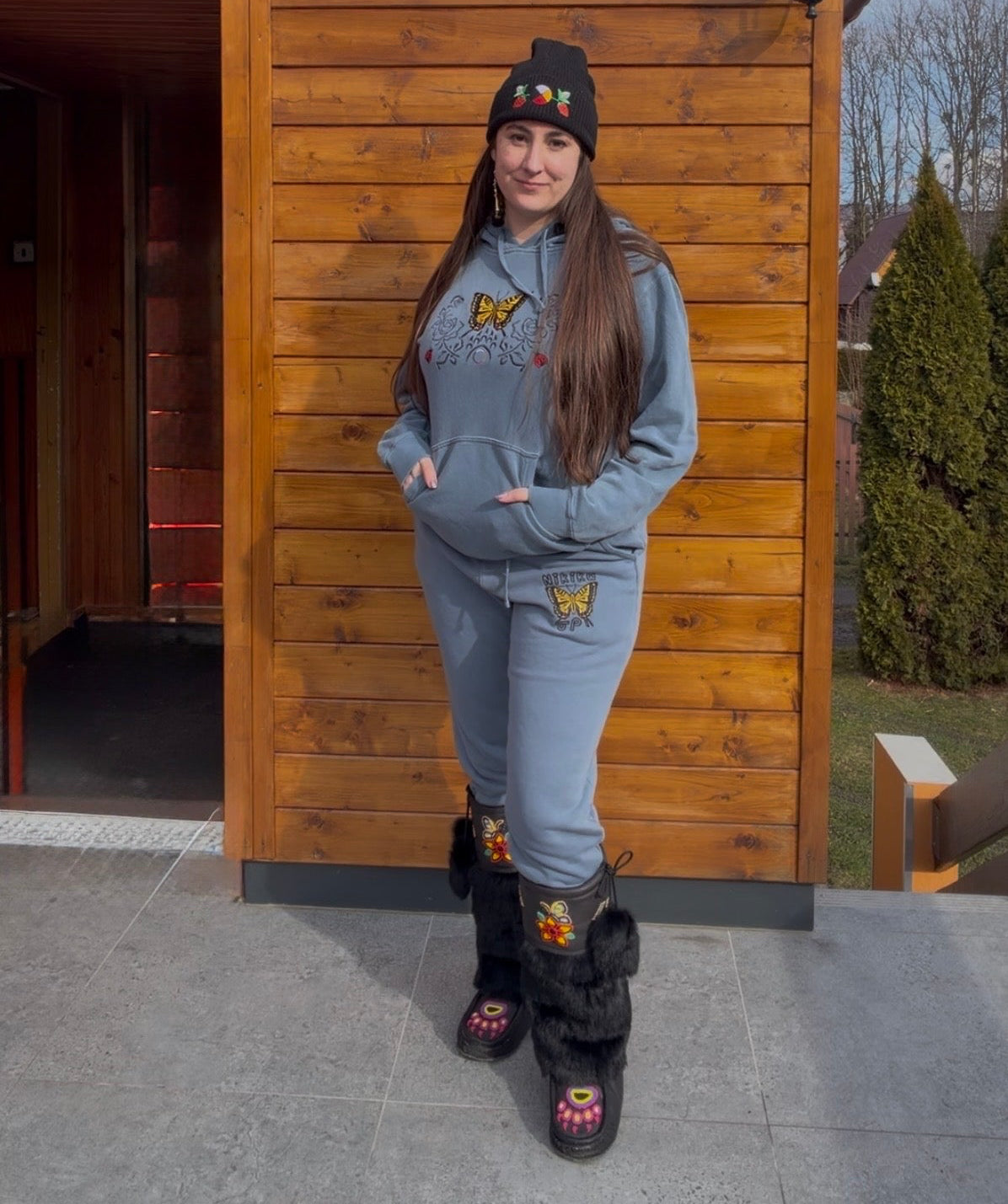 Swallowtail pigment-dyed sweatpants Indigenous fashion 