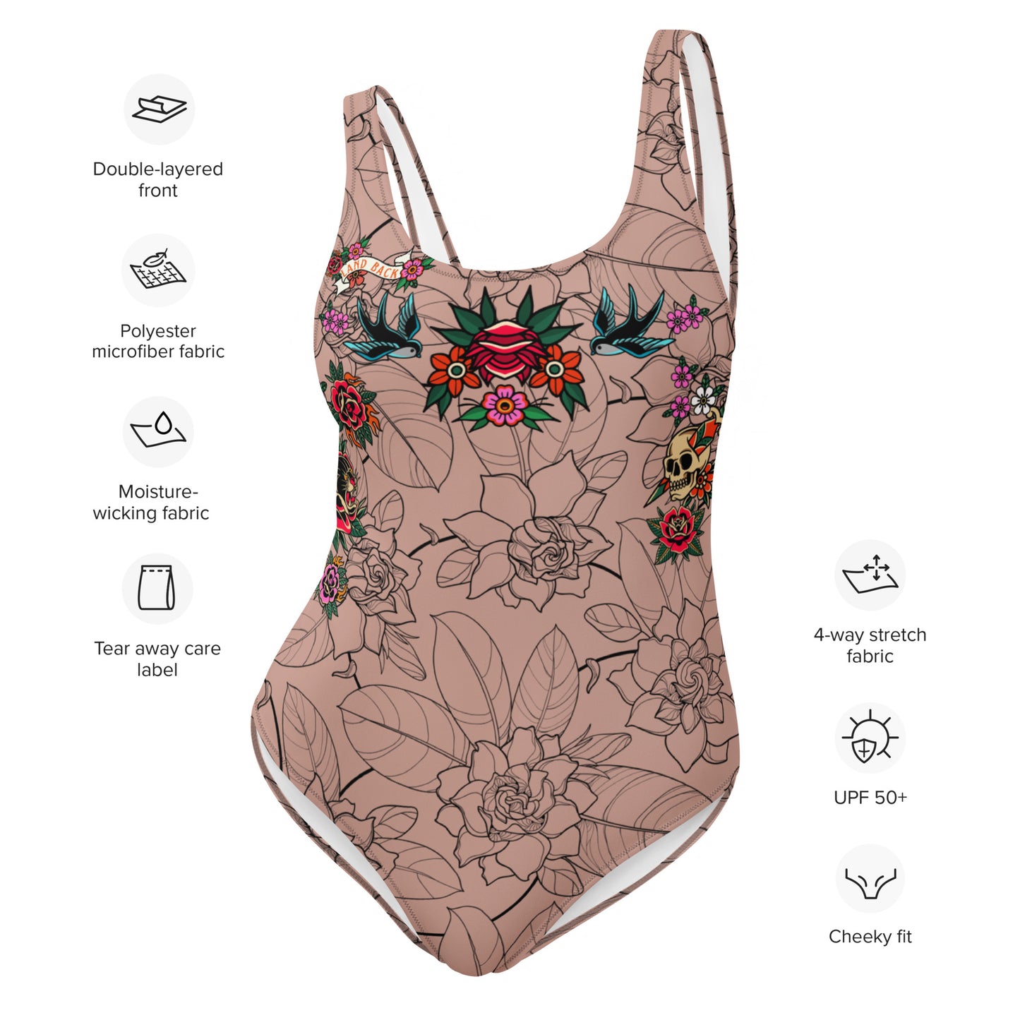 Tatty Land Back One-Piece Bodysuit Swimsuit