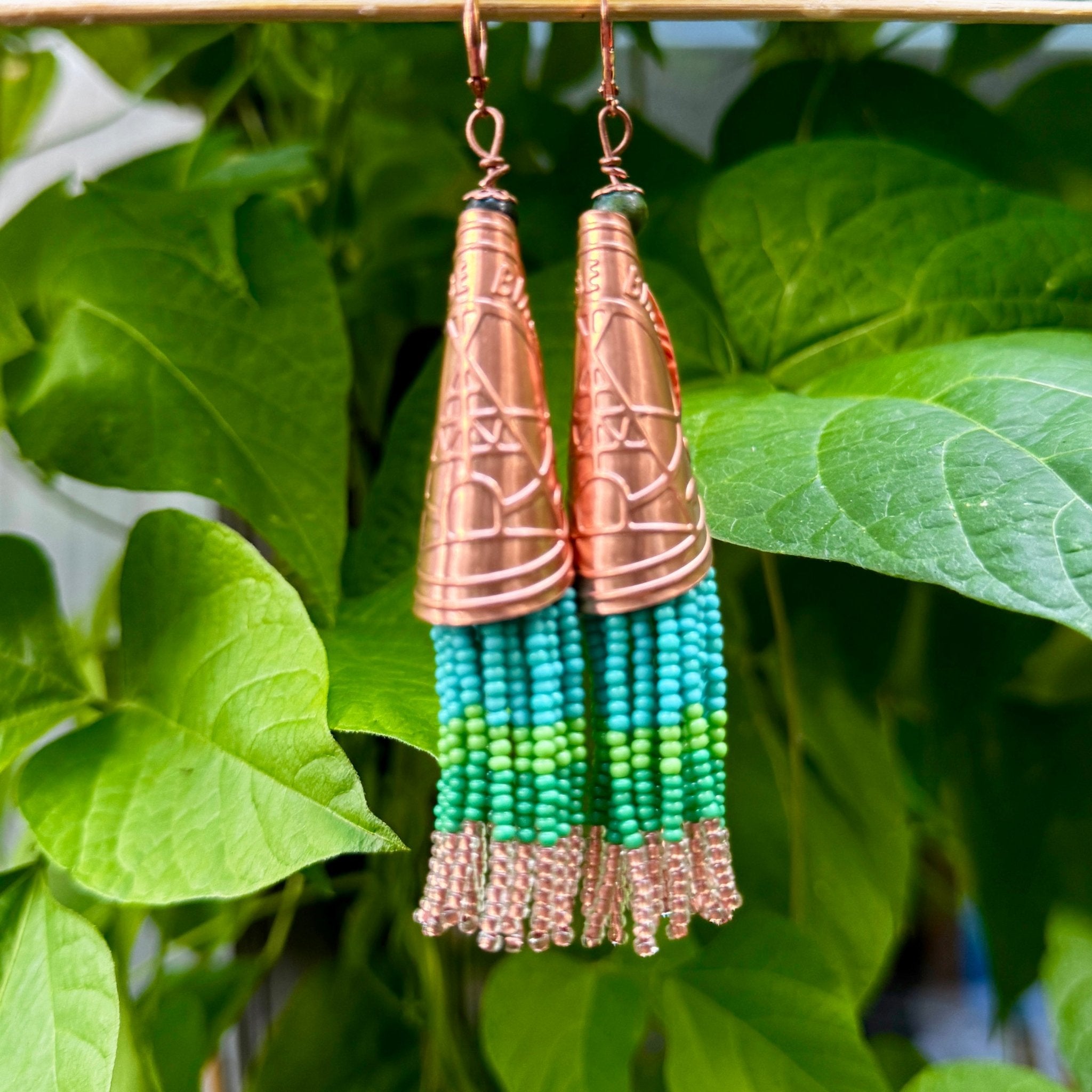 Native American Copper Beaded Inset store Earrings - New