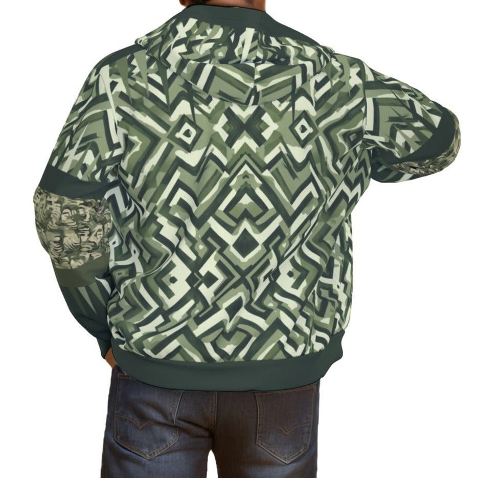 Anti-facial recognition Print Mens Zipper Hoodie With Black Lining - Nikikw Designs