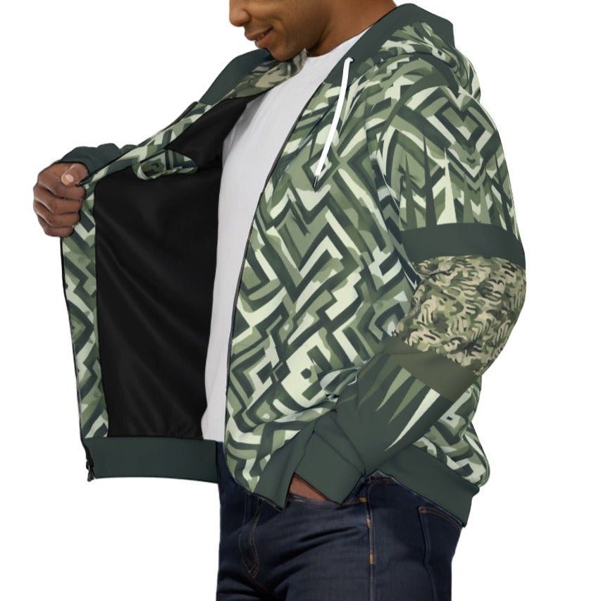 Anti-facial recognition Print Mens Zipper Hoodie With Black Lining - Nikikw Designs
