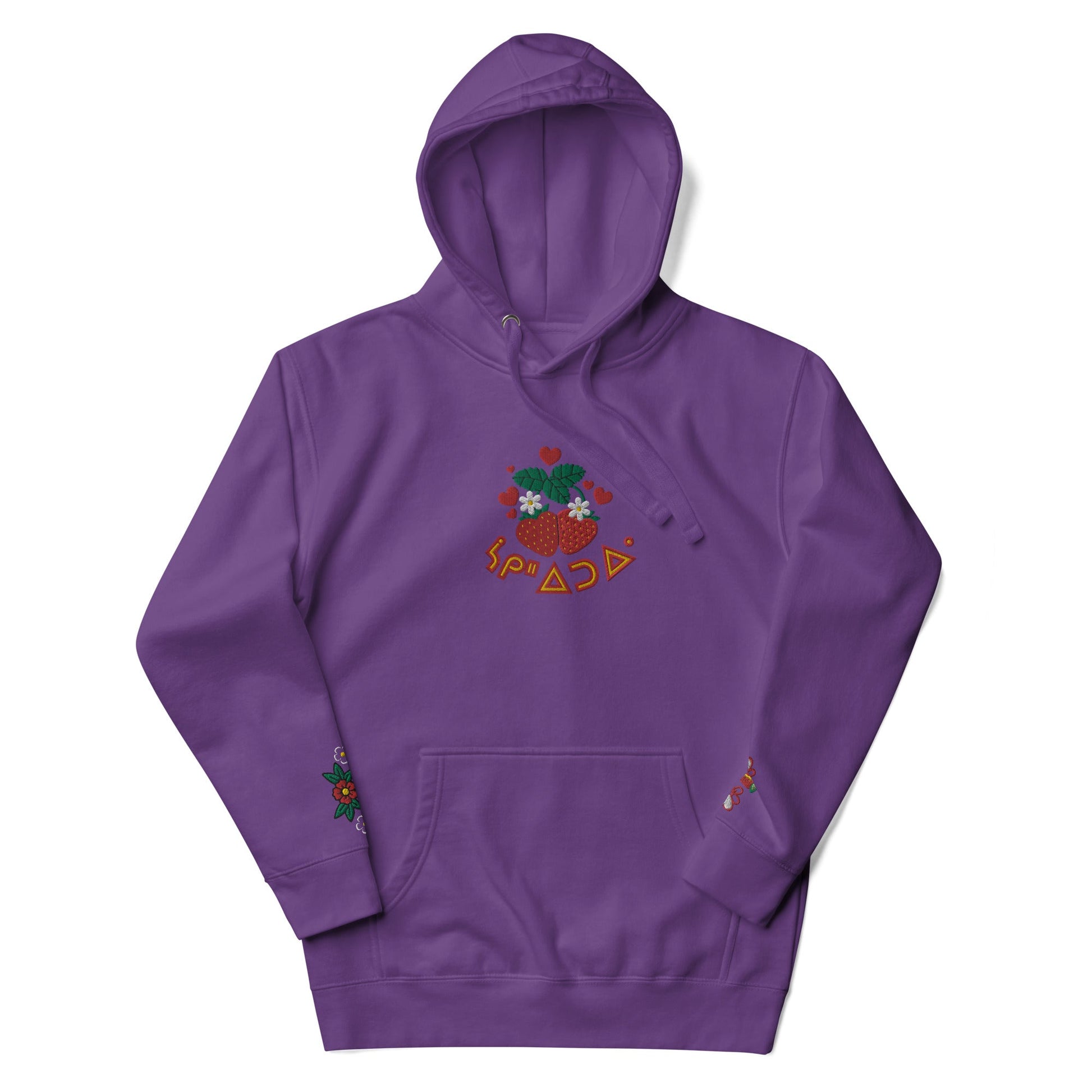 Being In Love Embroidered Hoodie Heart Berry - Nikikw Designs