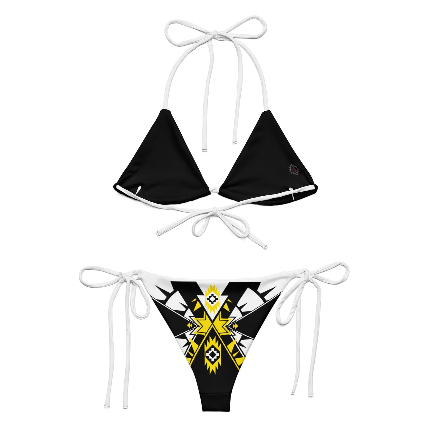 Black and Yellow recycled string bikini - Nikikw Designs