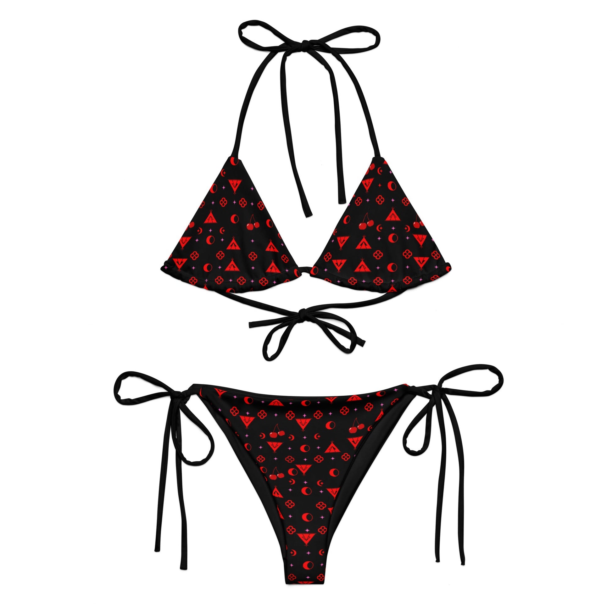 Boujee Cherry print recycled string bikini - Nikikw Designs