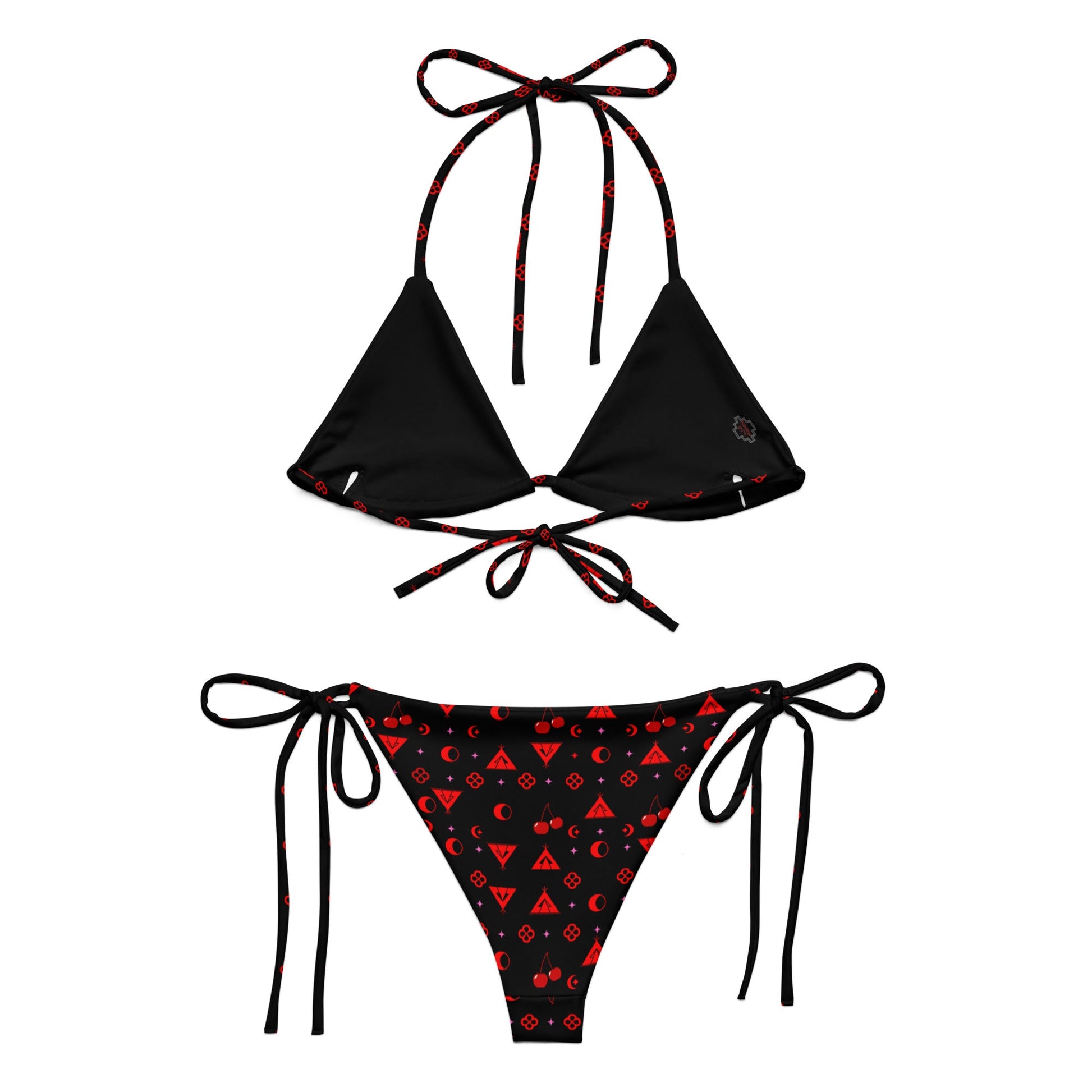 Boujee Cherry print recycled string bikini - Nikikw Designs