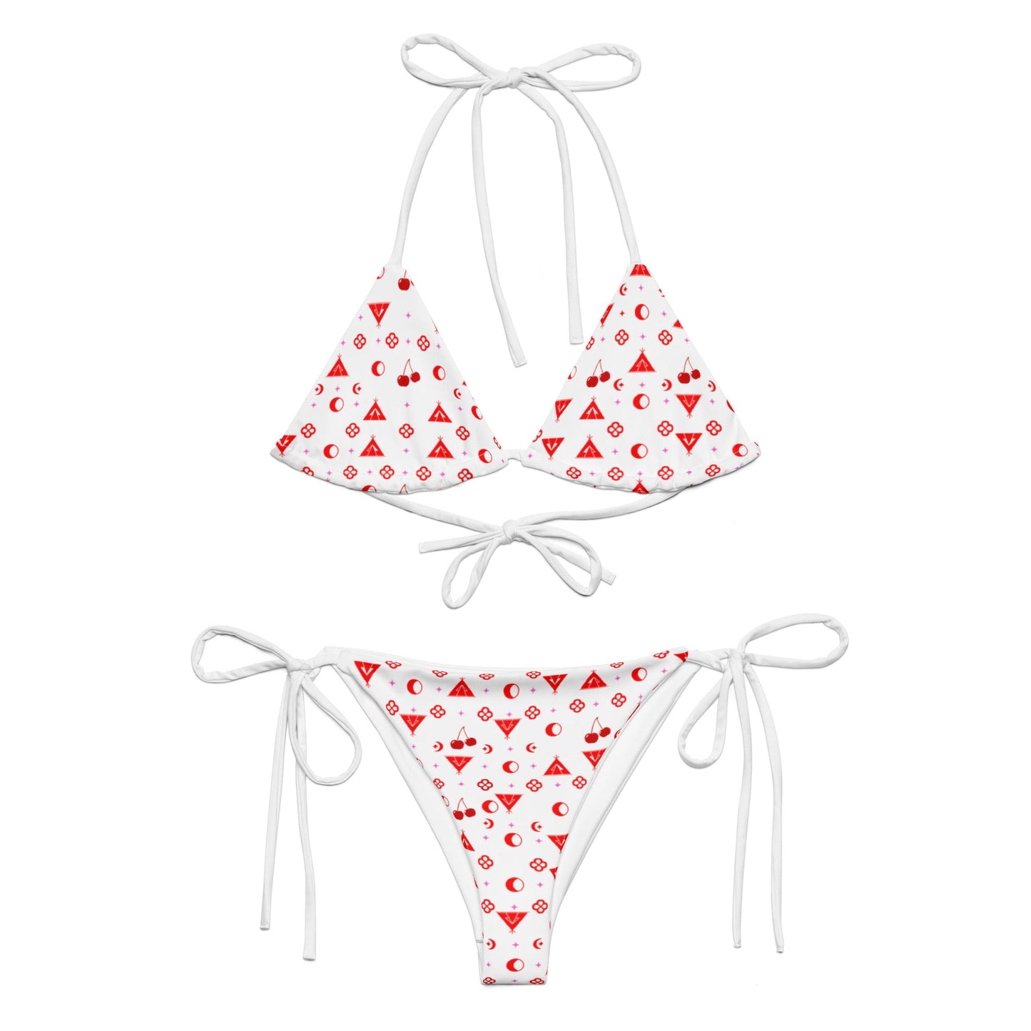 Boujee Cherry print recycled string bikini - Nikikw Designs