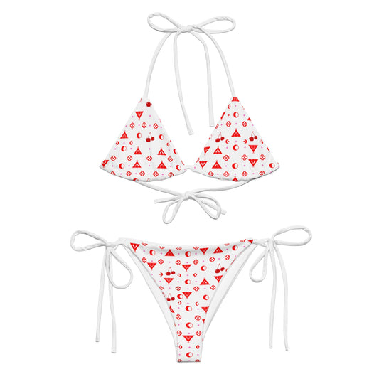 Boujee Cherry print recycled string bikini - Nikikw Designs