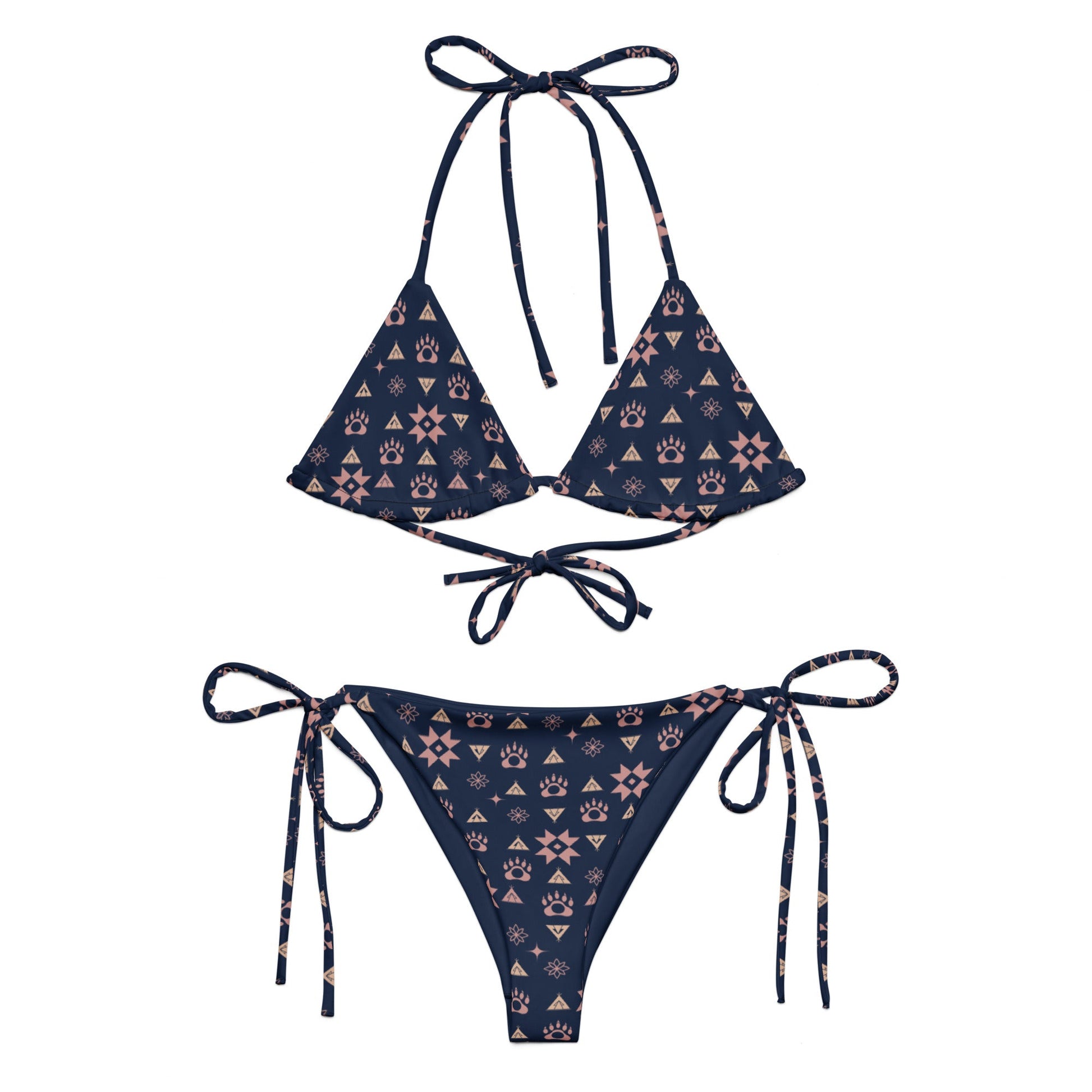 Boujee Native Bear print recycled string bikini - Nikikw Designs