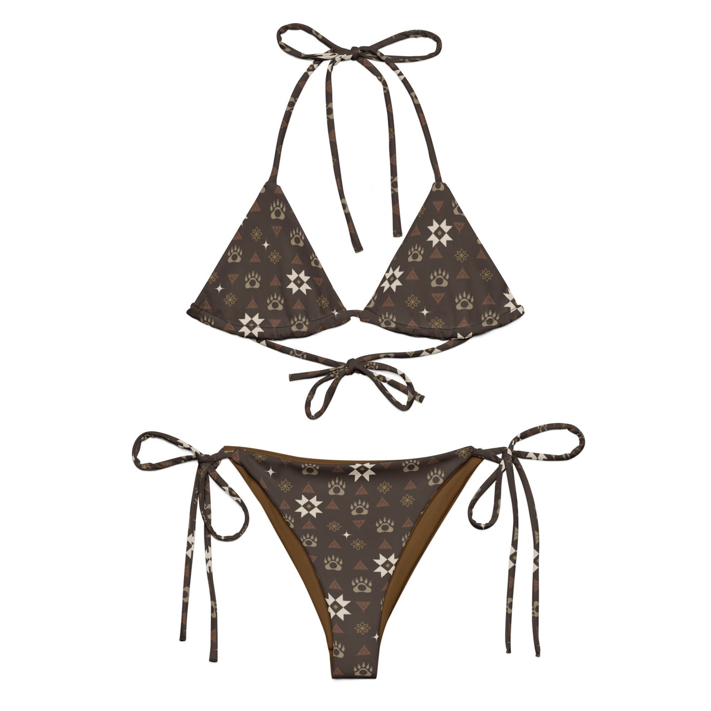 Boujee Native Bear print recycled string bikini - Nikikw Designs