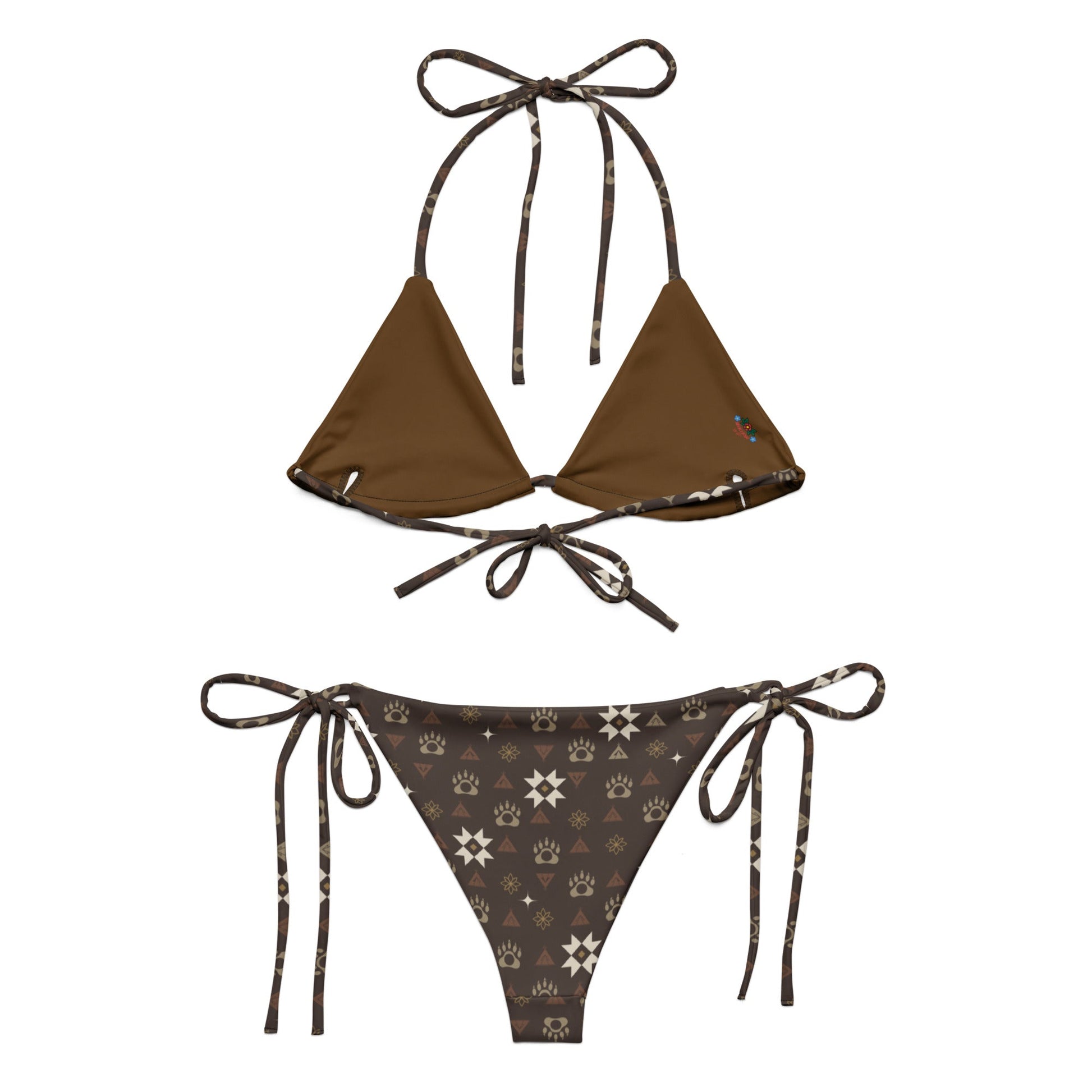 Boujee Native Bear print recycled string bikini - Nikikw Designs