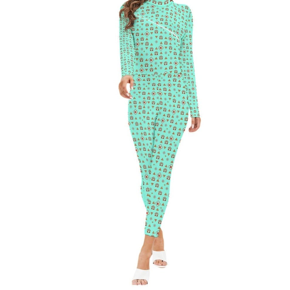 Boujee Native Bear Women's Long-sleeved High-neck Jumpsuit - Nikikw Designs