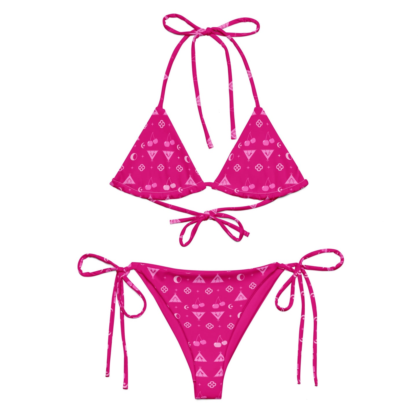 Boujee Native Cherry print recycled string bikini - Nikikw Designs