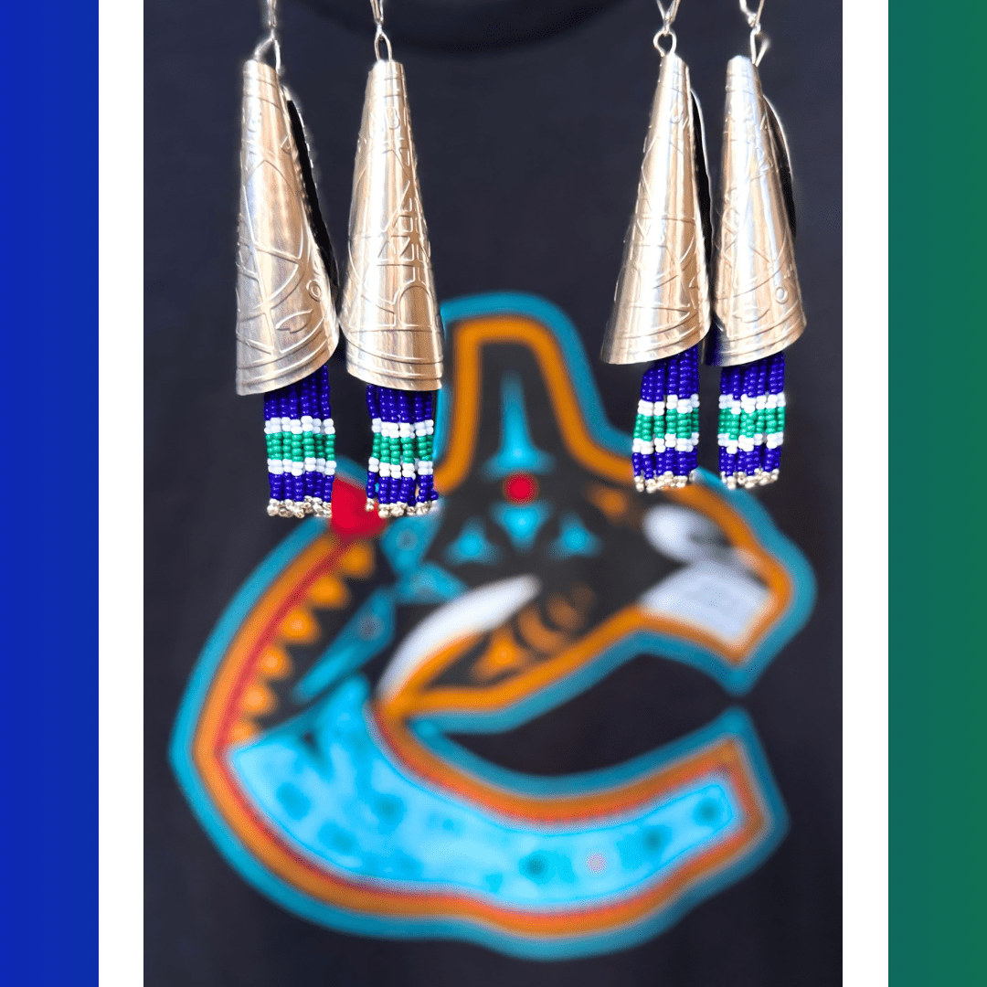 Canucks Jersey Jingle Earrings Silver Plated Clasps - Nikikw Designs