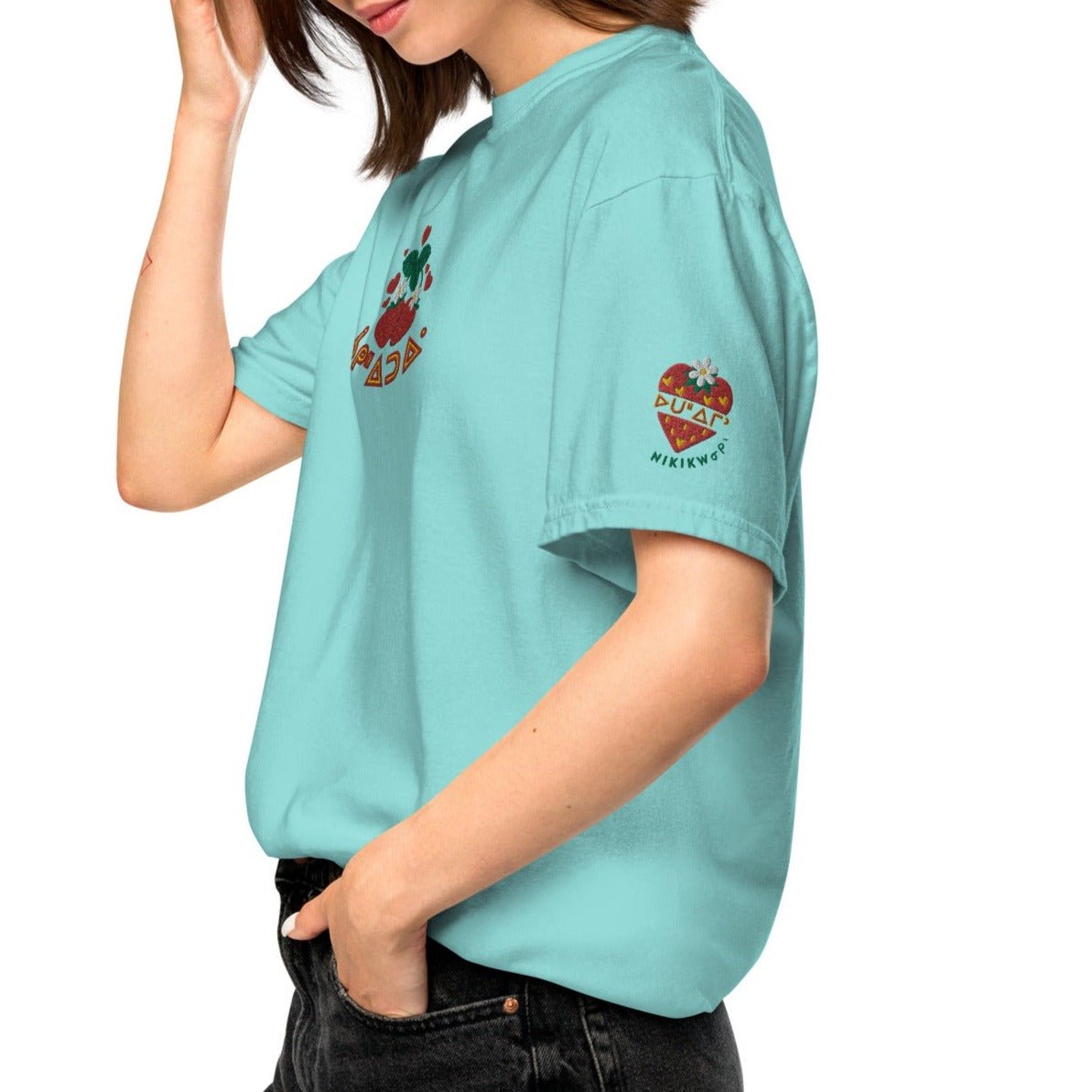 Cree Being In Love garment-dyed Premium Embroidered heavyweight t-shirt - Nikikw Designs