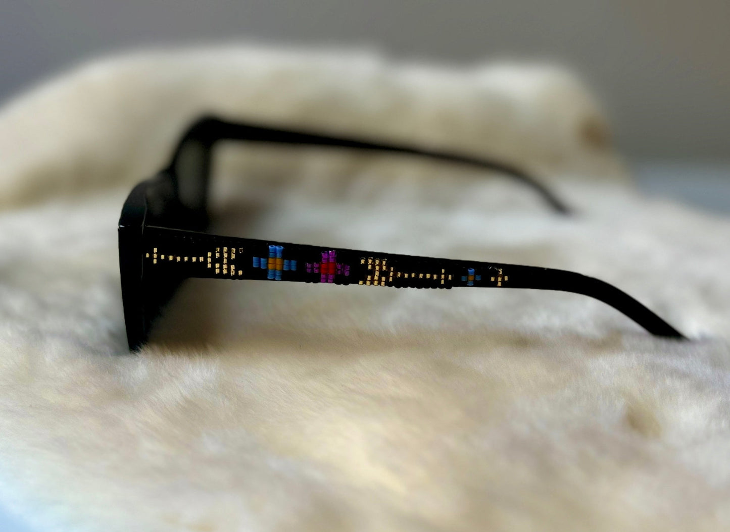 Delica Beaded Cat Eye Sunglasses Medicine Hearts - Nikikw Designs