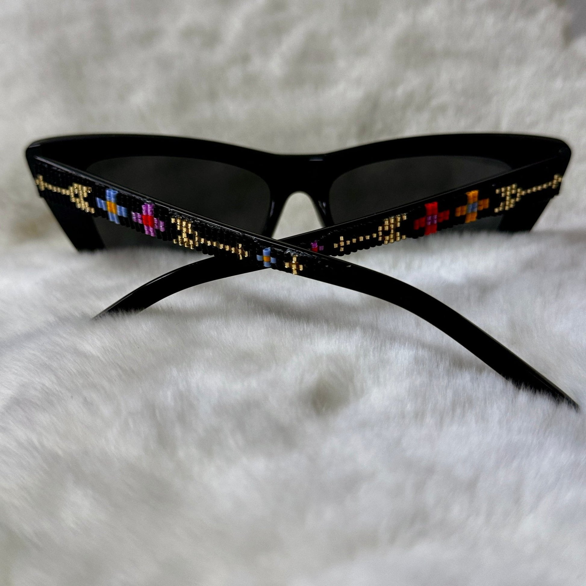 Delica Beaded Cat Eye Sunglasses Medicine Hearts - Nikikw Designs