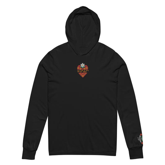 Embroidered Native Strawberry Hooded long-sleeve tee - Nikikw Designs