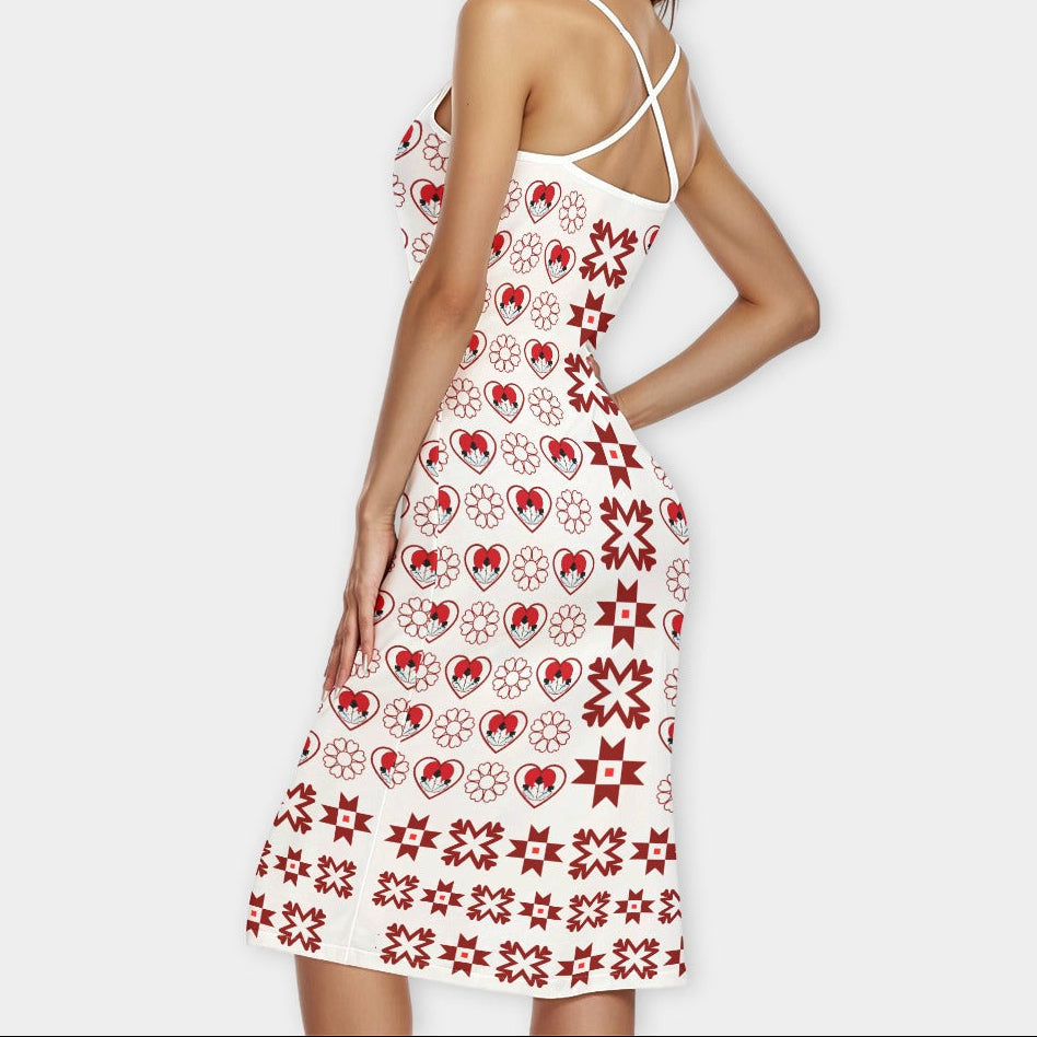 feather hearts native dress Indigenous apparel