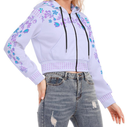 Floral Cropped Zip up Hoodie - Nikikw Designs