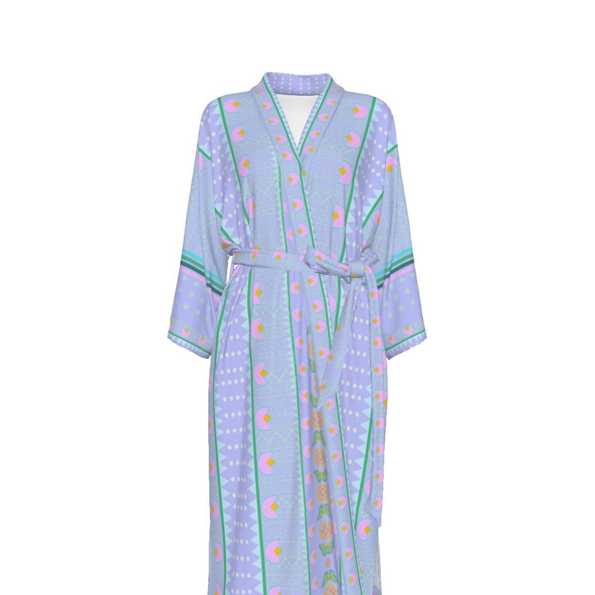 Floral Dotted Satin Kimono Robe - Nikikw Designs