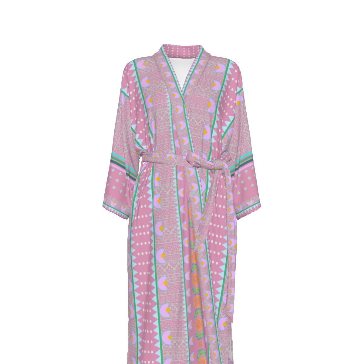 Floral Dotted Satin Kimono Robe - Nikikw Designs