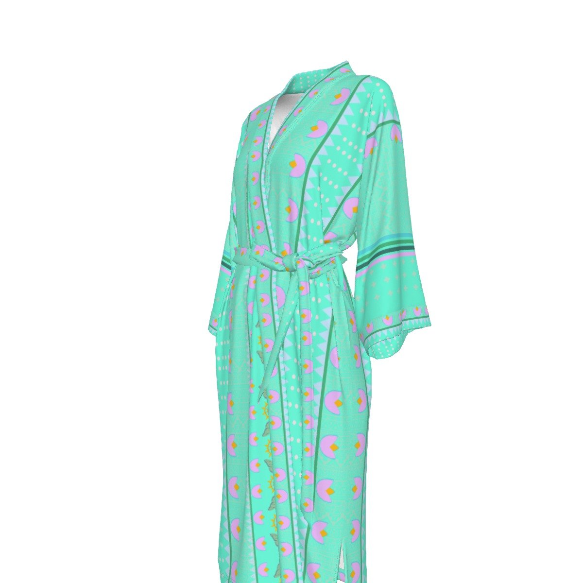 Floral Dotted Satin Kimono Robe - Nikikw Designs