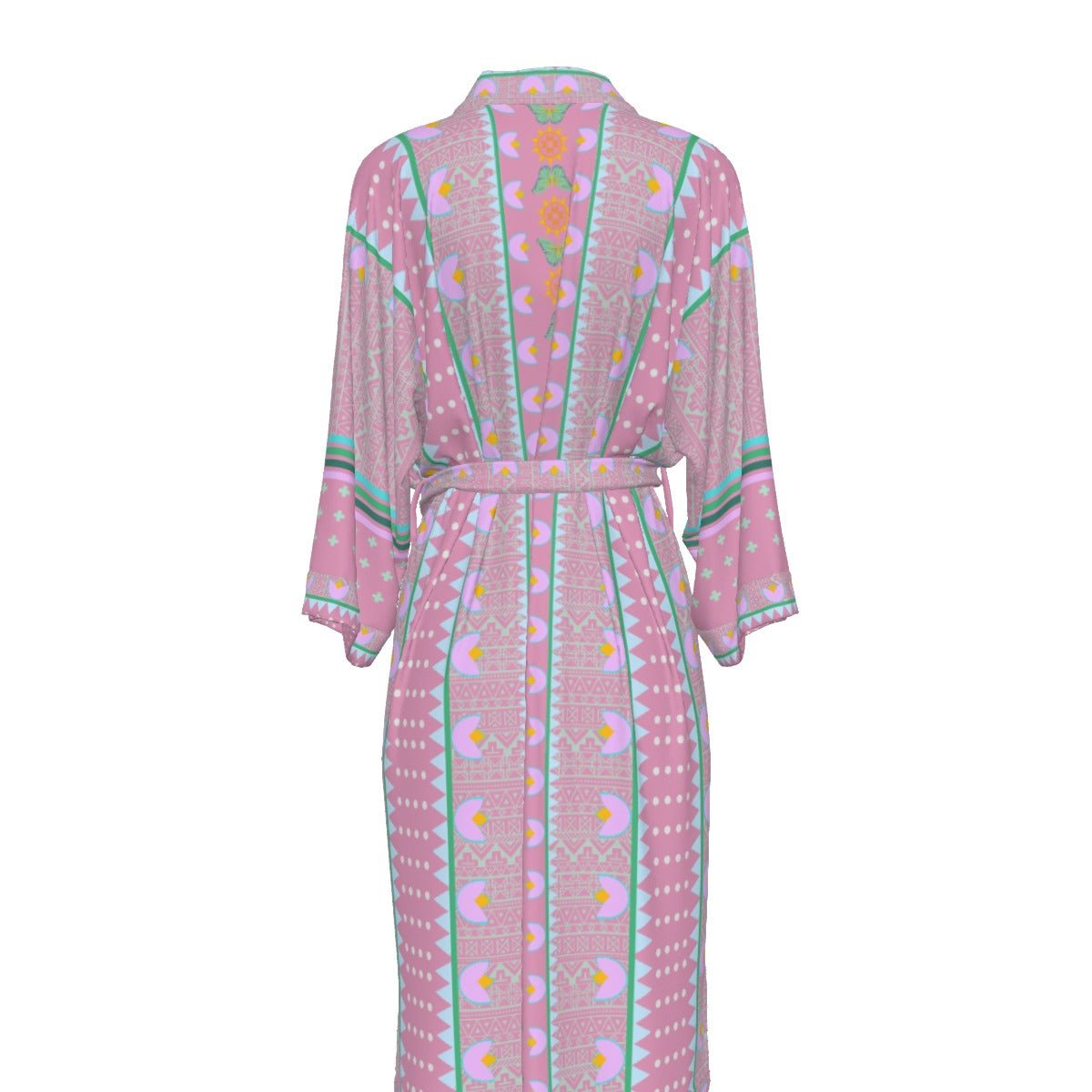 Floral Dotted Satin Kimono Robe - Nikikw Designs