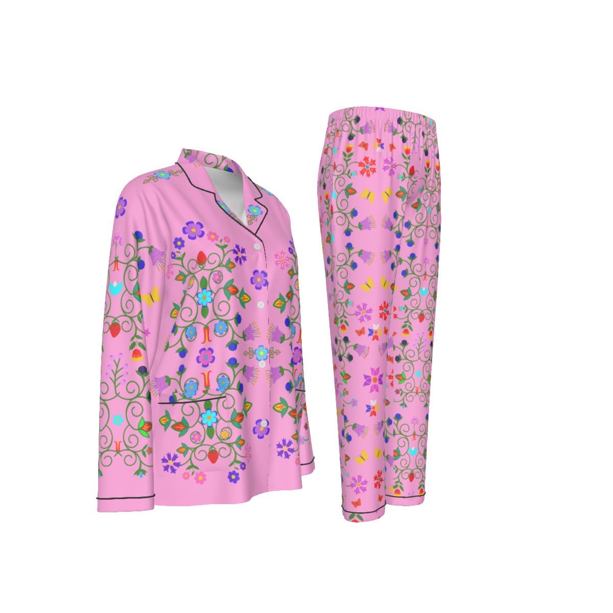 Floral Long Sleeve Pajama Set - Nikikw Designs