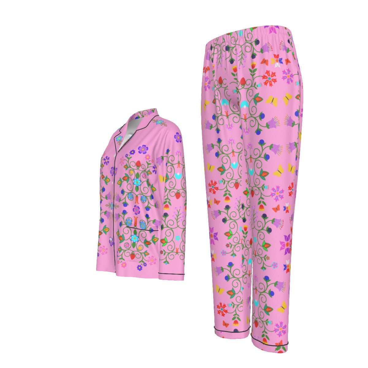 Floral Long Sleeve Pajama Set - Nikikw Designs