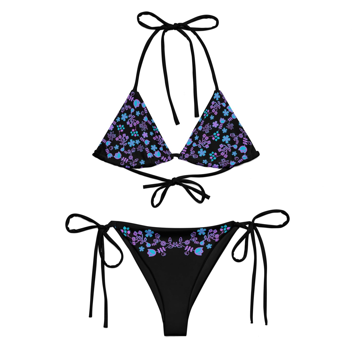 Floral Native print recycled string bikini - Nikikw Designs