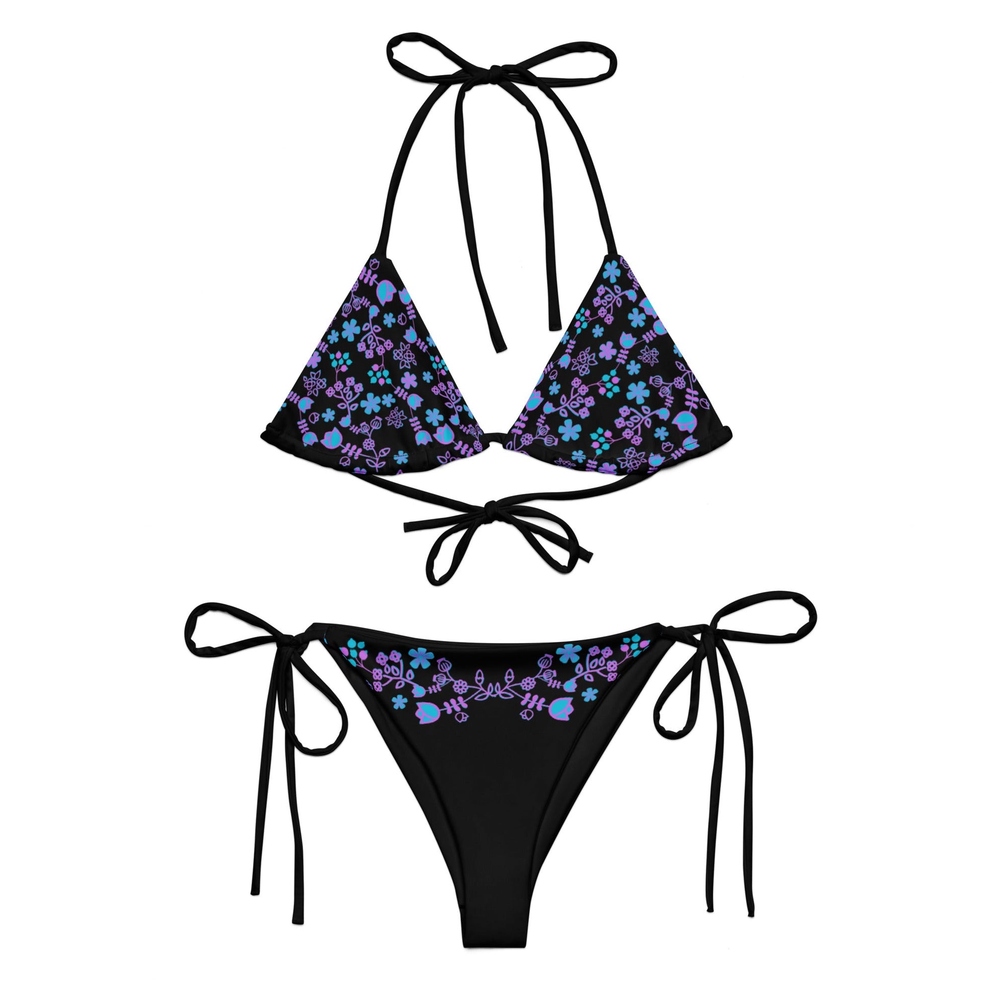 Floral Native print recycled string bikini - Nikikw Designs