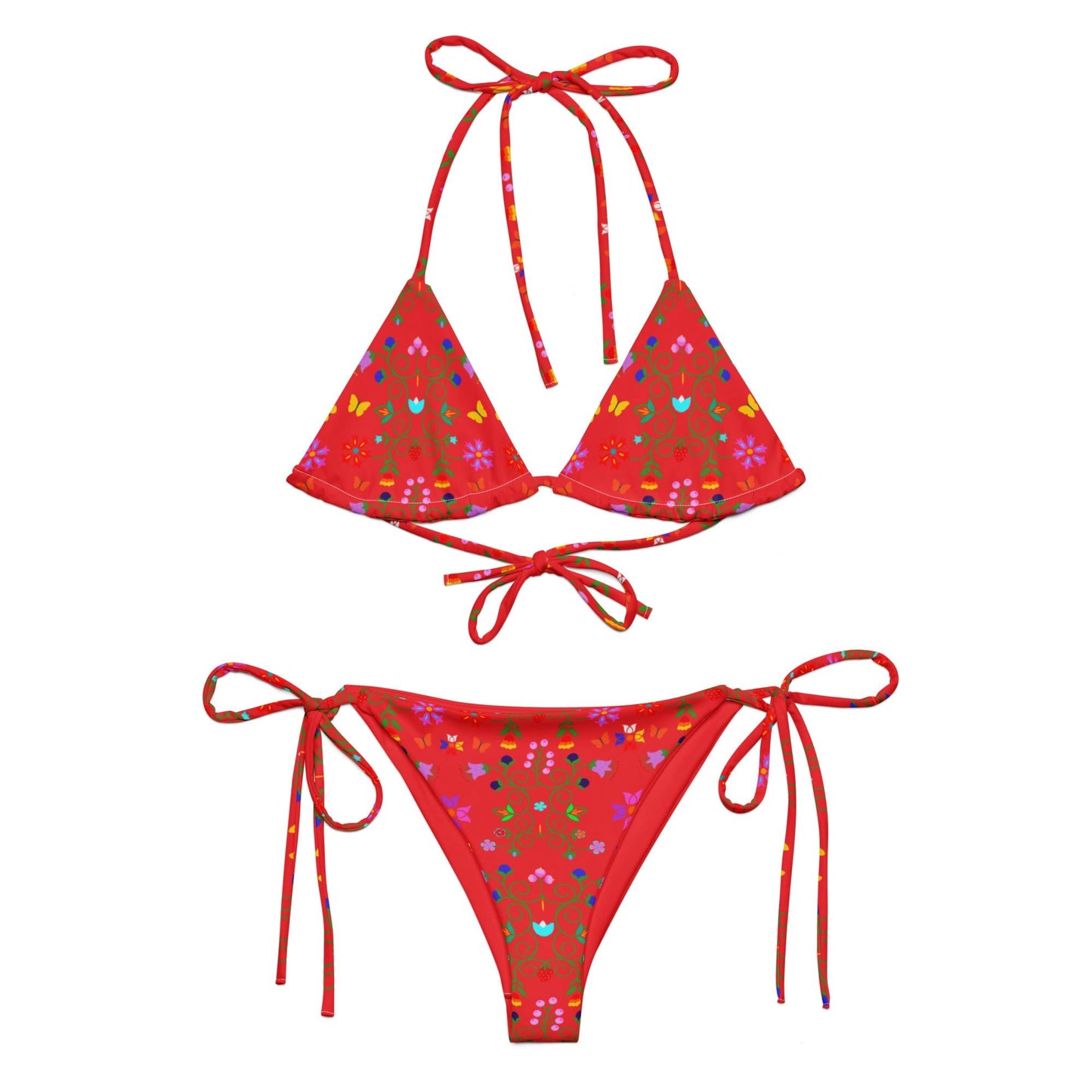 Floral print recycled string bikini - Nikikw Designs