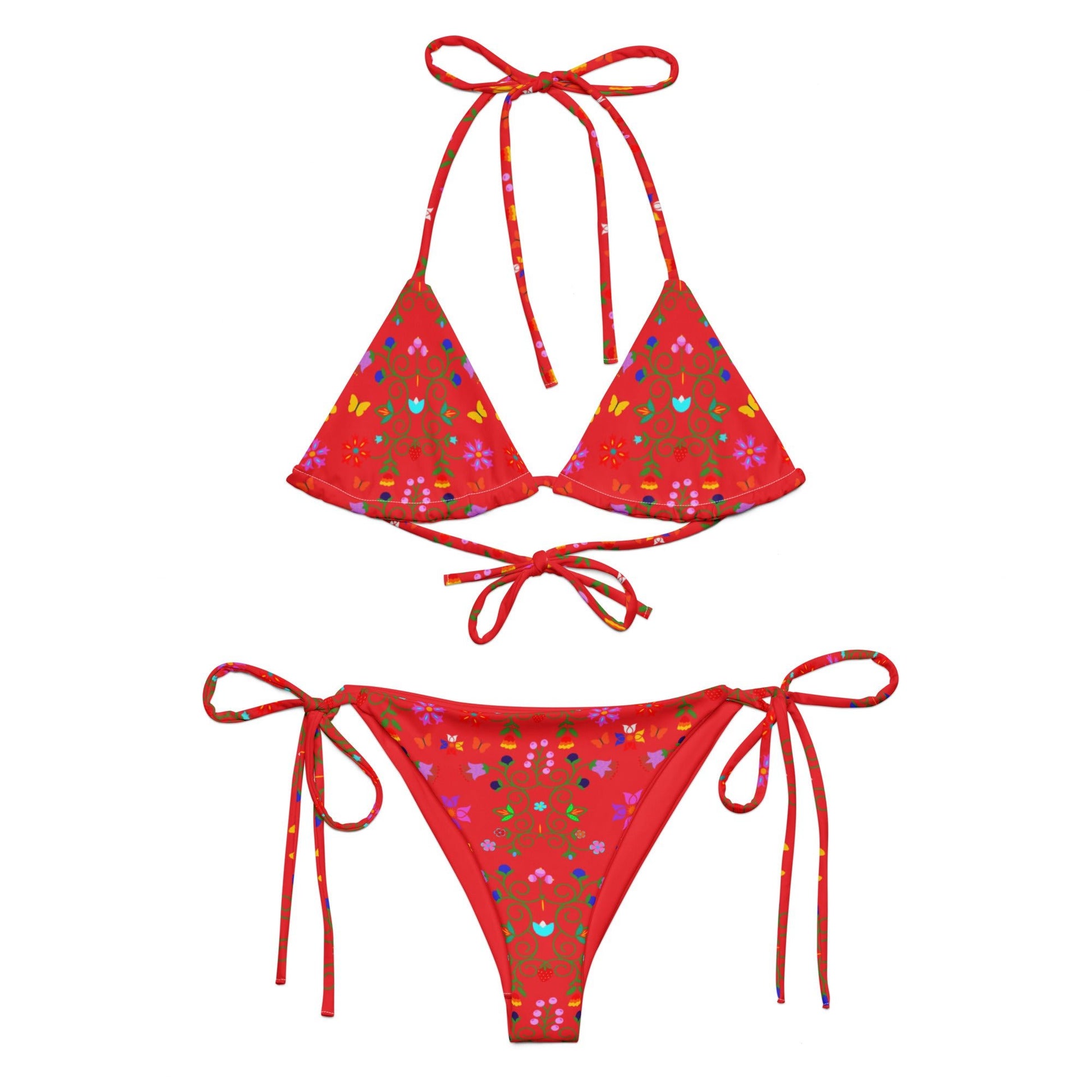 Floral print recycled string bikini - Nikikw Designs