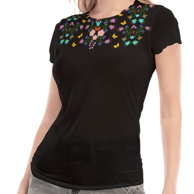 Floral Women's Short Sleeve Mesh Blouse - Nikikw Designs