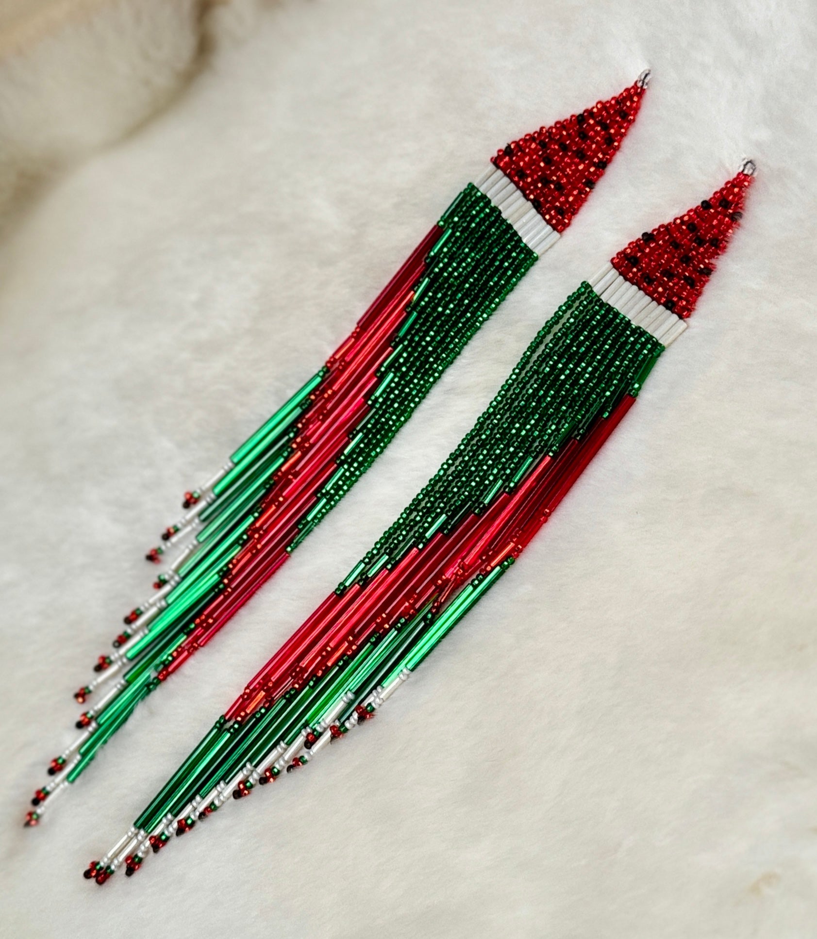 Free Palestine Beaded Watermelon Earrings - Nikikw Designs