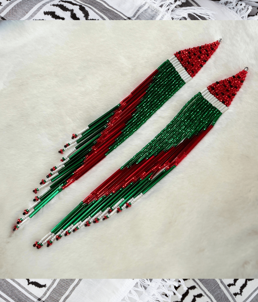 Free Palestine Beaded Watermelon Earrings - Nikikw Designs