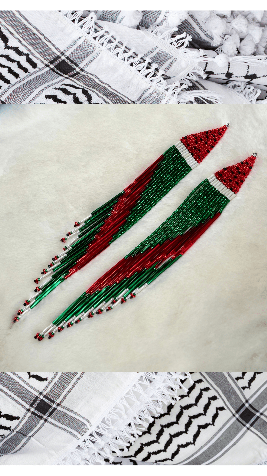 Free Palestine Beaded Watermelon Earrings - Nikikw Designs