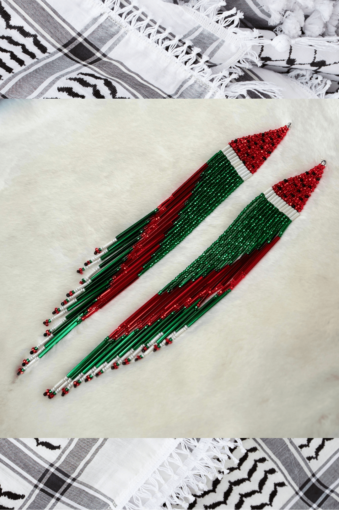 Free Palestine Beaded Watermelon Earrings - Nikikw Designs