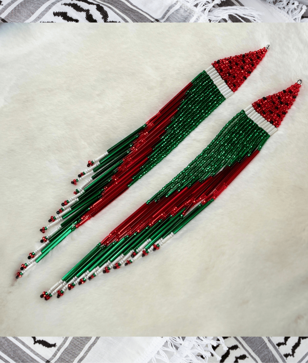 Free Palestine Beaded Watermelon Earrings - Nikikw Designs