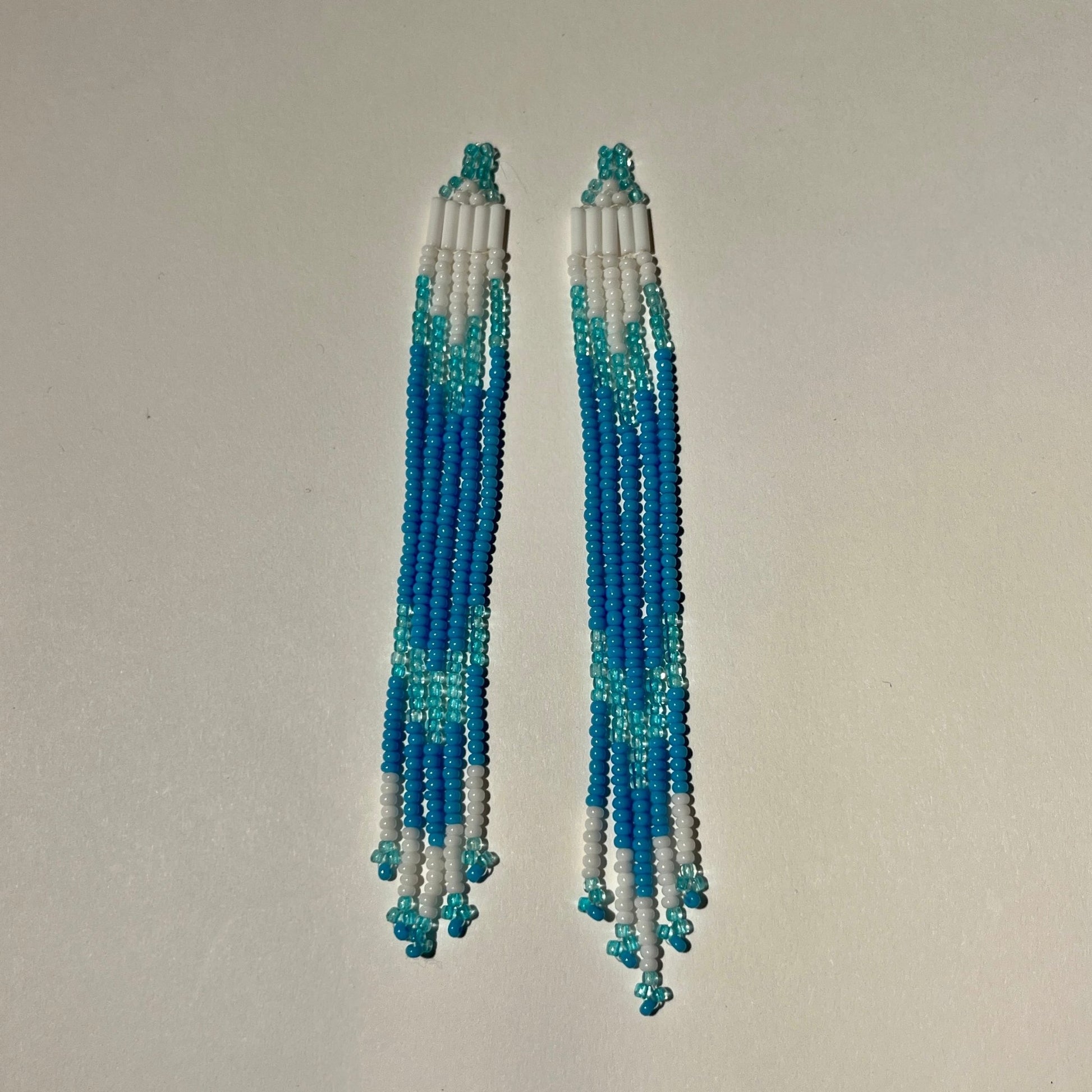 Glow In The Dark Sky Blue Beaded Earrings - Nikikw Designs