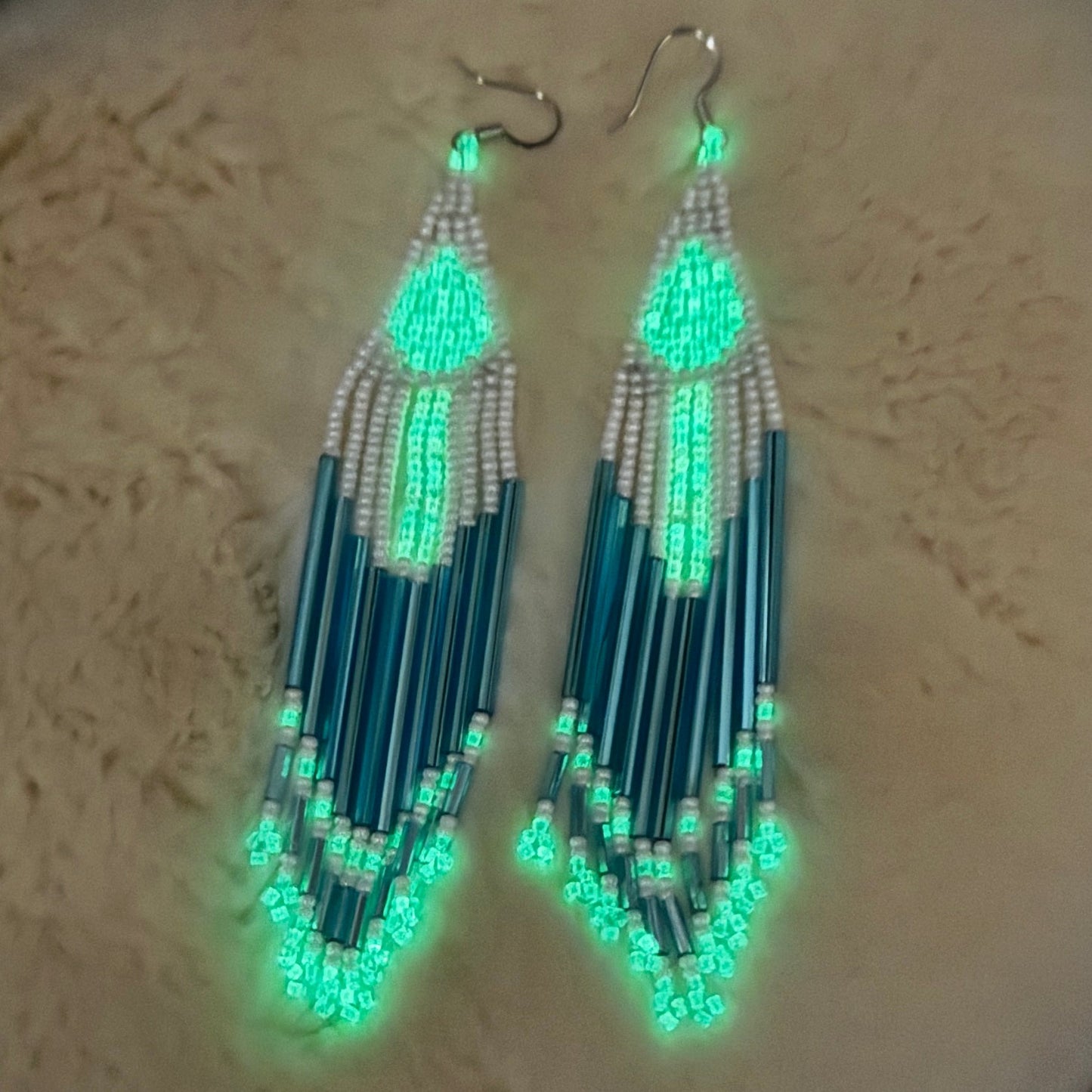 Glow In The Dark - Water is Life Beaded Earrings - Nikikw Designs