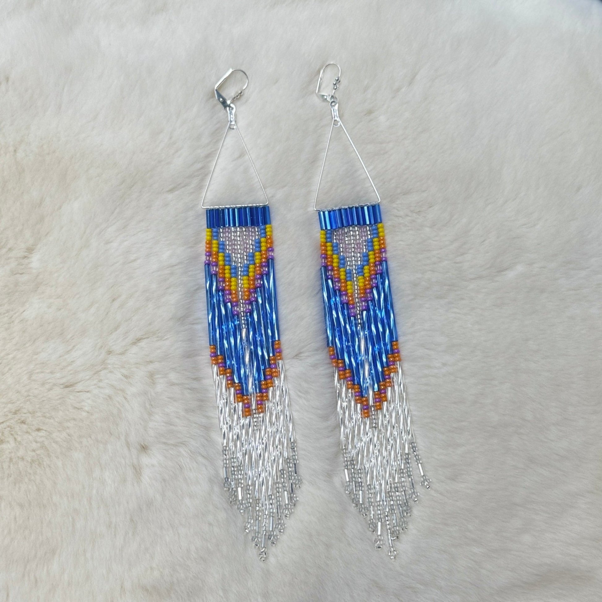 Glow & The Dark Long Beaded Dangle Earrings - Nikikw Designs