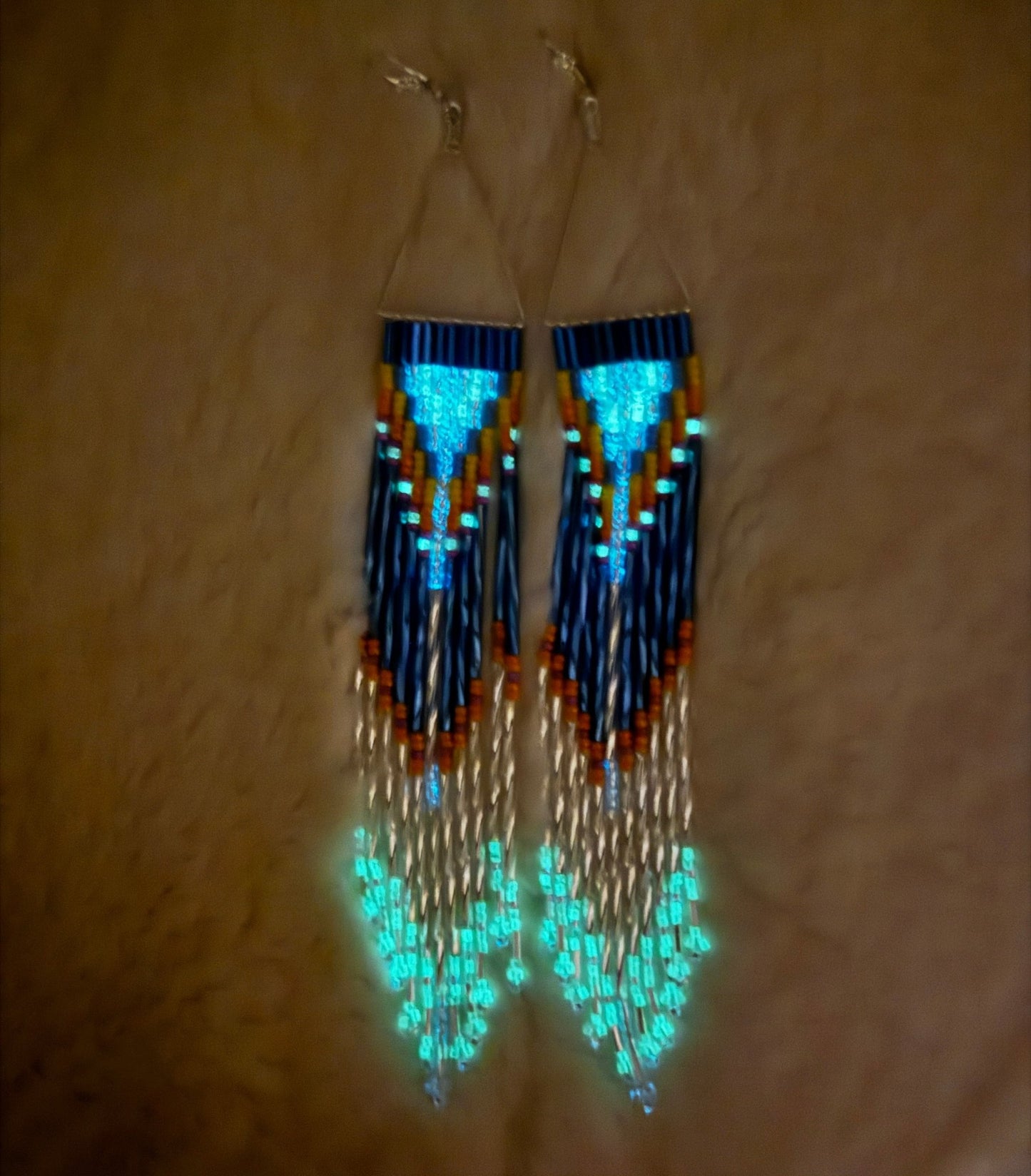 Glow & The Dark Long Beaded Dangle Earrings - Nikikw Designs