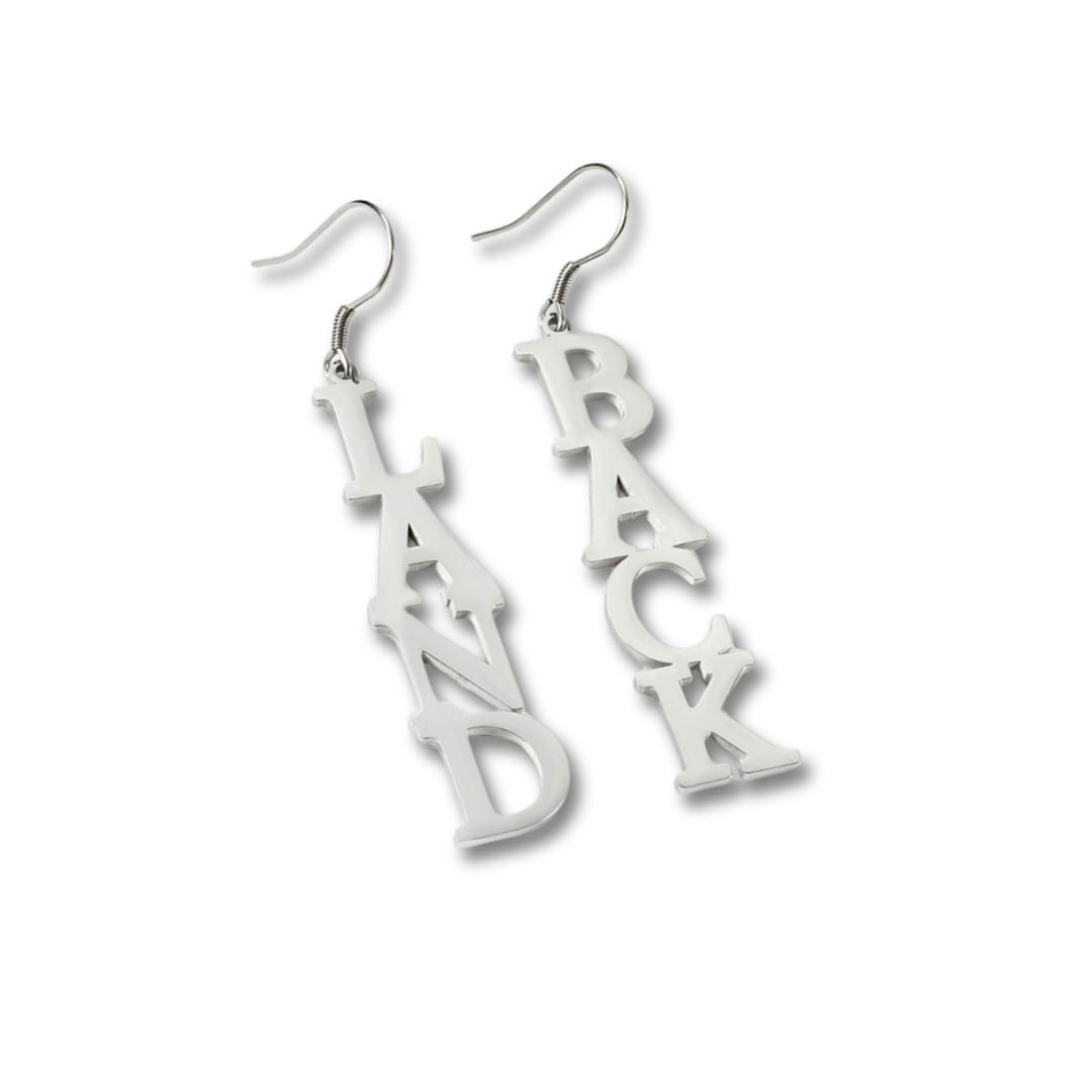 Land Back Drop Earrings Stainless Steel Native Indigenous - Nikikw Designs