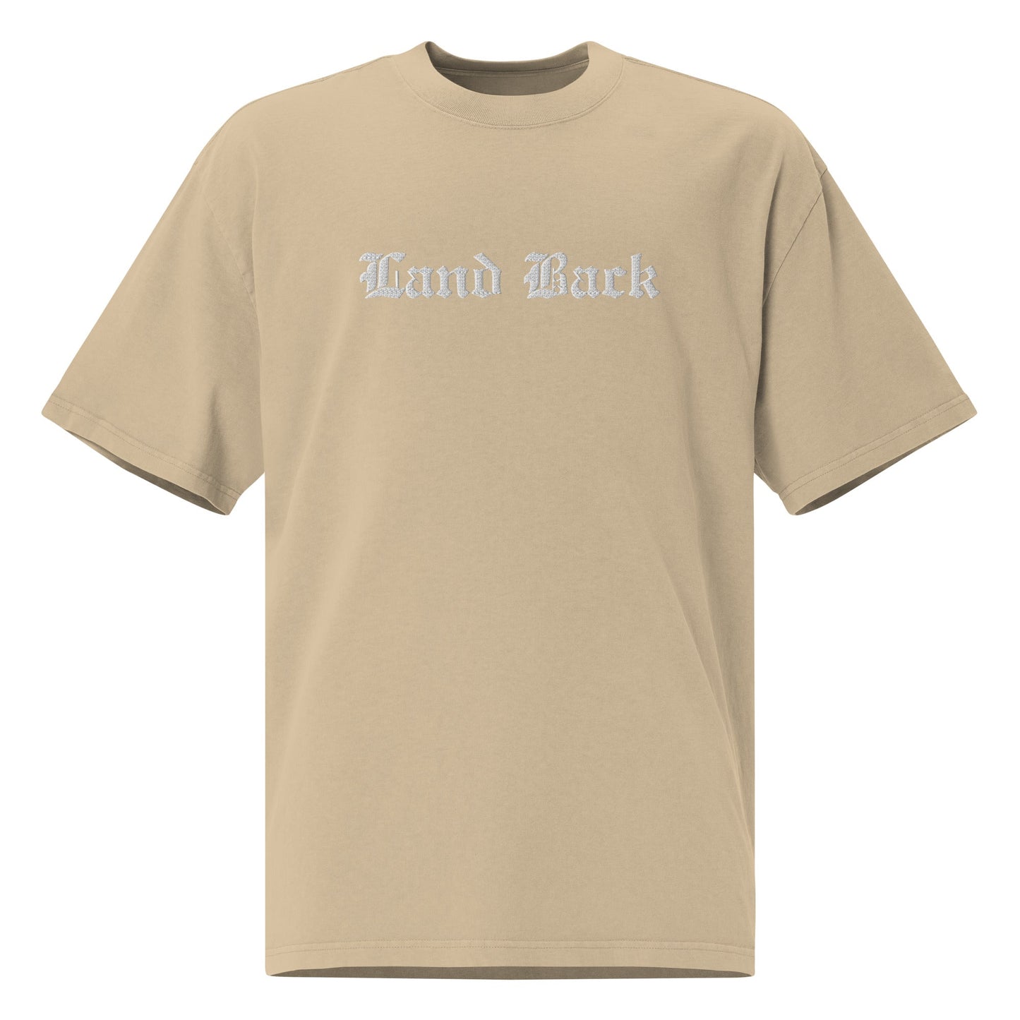 Land Back Embroidered Oversized faded t - shirt - Nikikw Designs