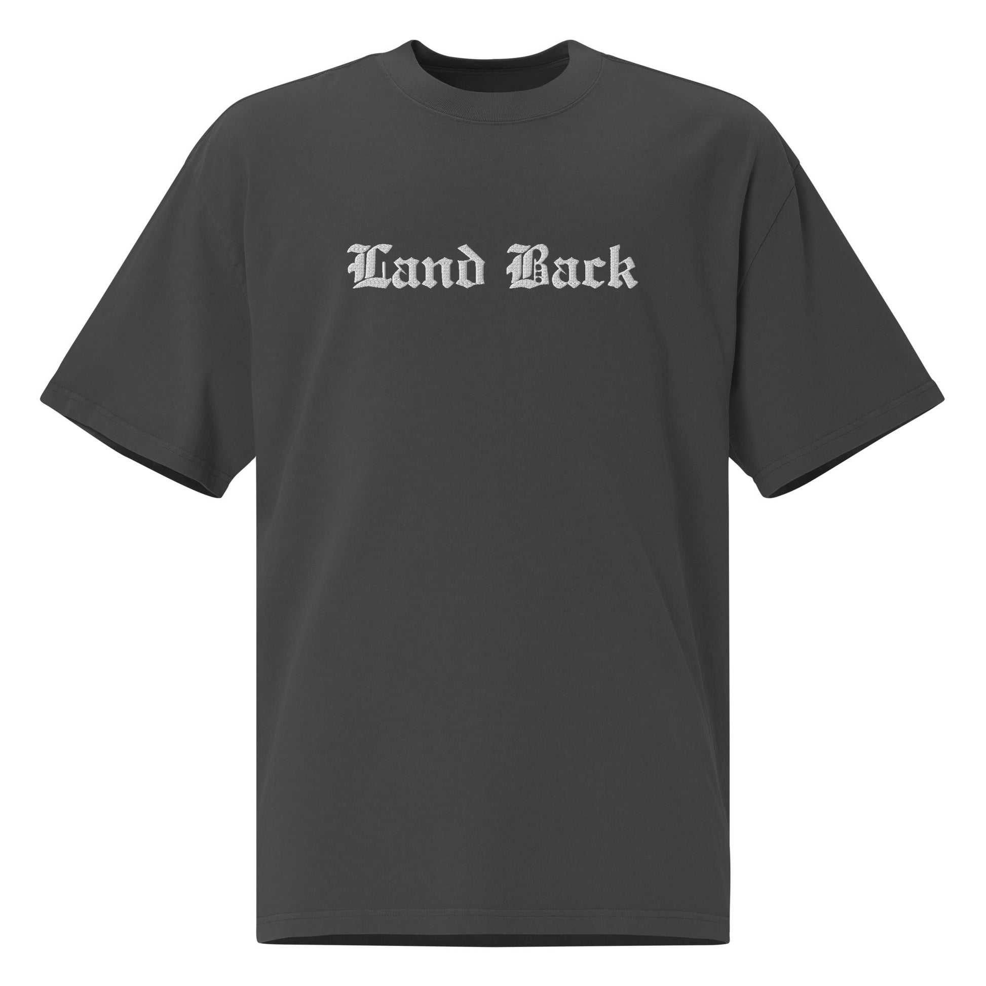 Land Back Embroidered Oversized faded t - shirt - Nikikw Designs