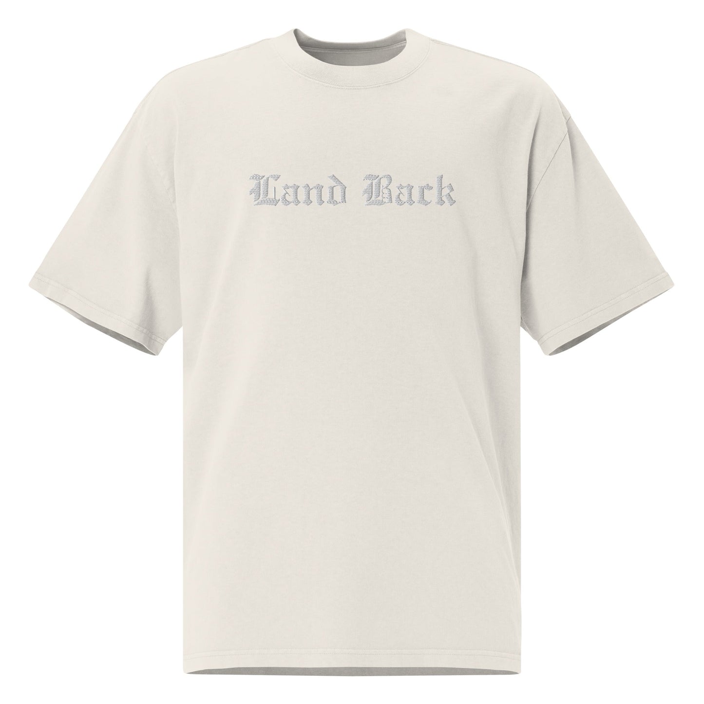 Land Back Embroidered Oversized faded t - shirt - Nikikw Designs