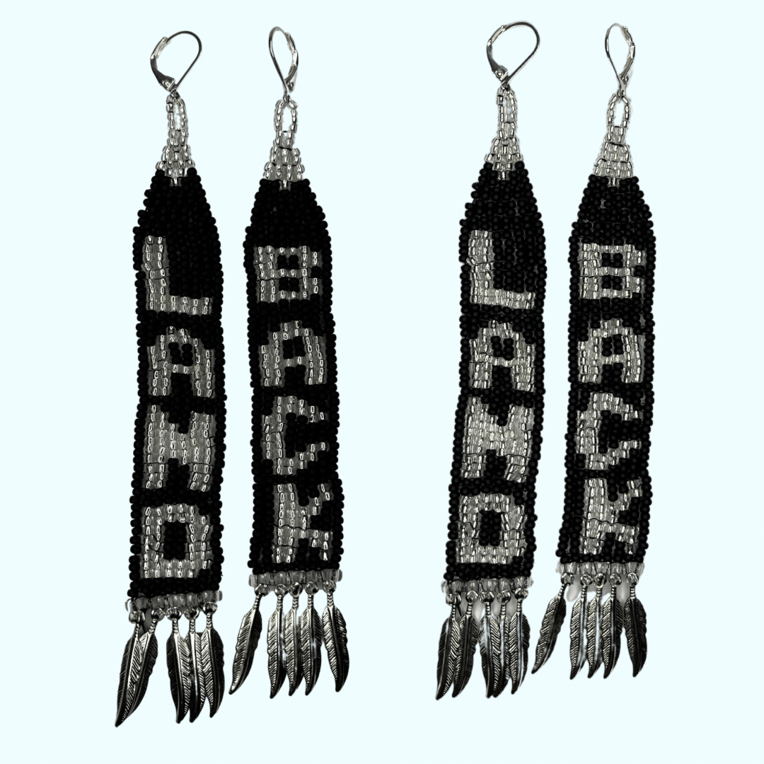 Land Back Glow In the Dark Seed Beaded Earrings - Nikikw Designs